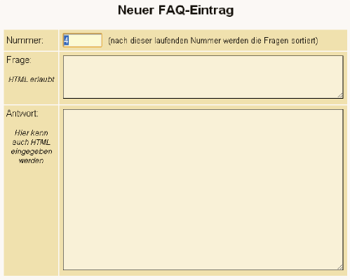 FAQ neu anlegen