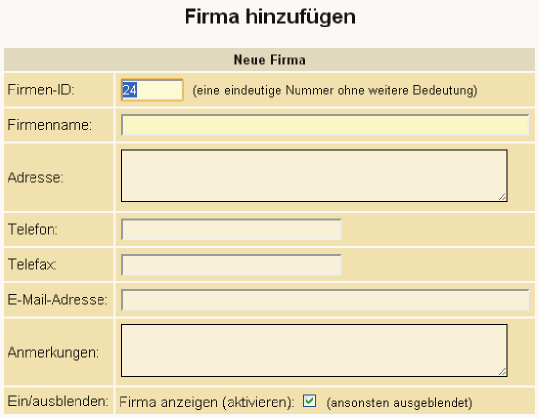 Firmen neu anlegen