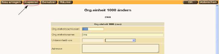 Organisationseinheit ändern/kopieren