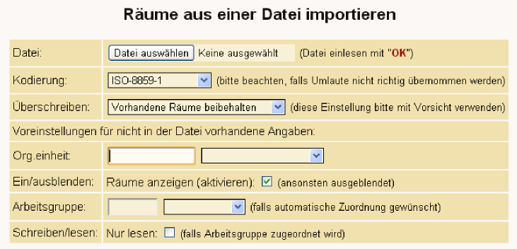 Raumdaten importieren