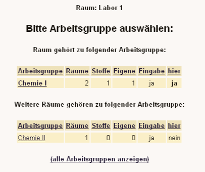 Arbeitsgruppe auswählen