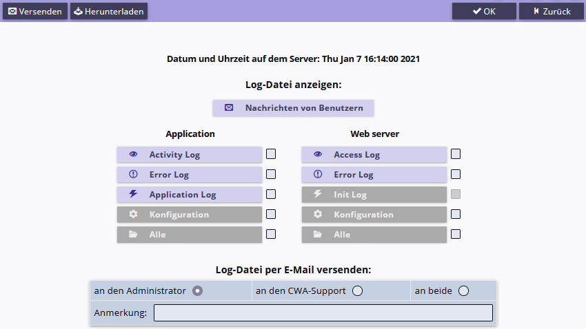 Serververwaltung Log-Dateien
