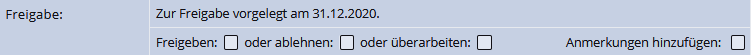Berbeitungsoptionen für die Freigabe einer BA