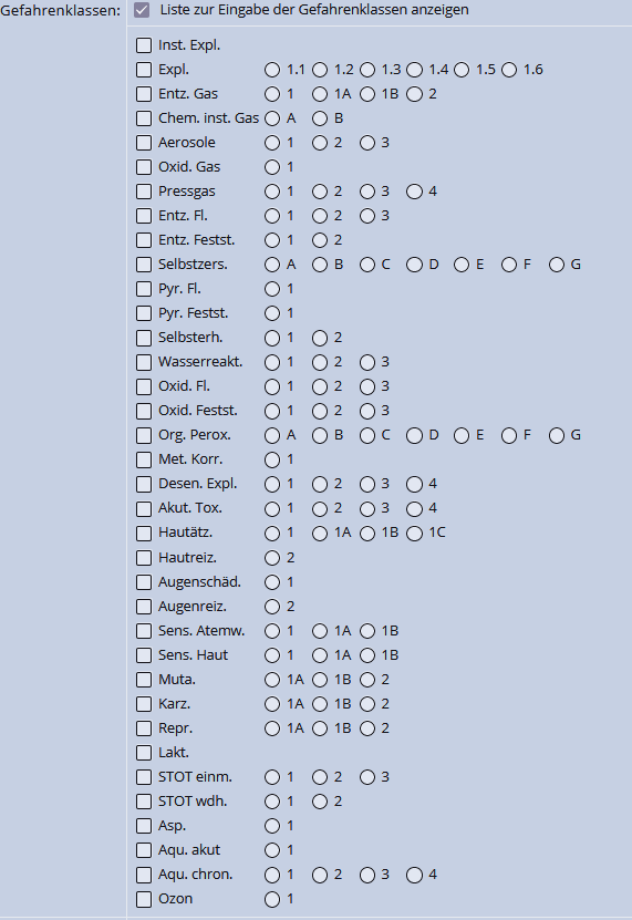 Liste der Gefahrenklassen