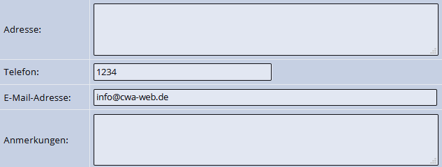 Nutzer Kontaktdaten