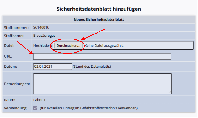 SBD Katasterliste Datei hinzufügen