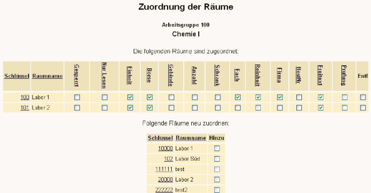 Räume zuordnen
