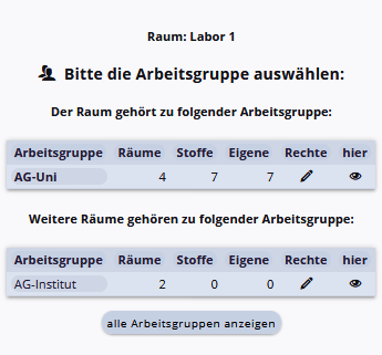 Arbeitsgruppe auswählen