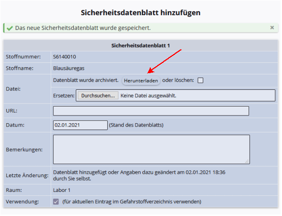 SBD Katasterliste Datei hinzufügen