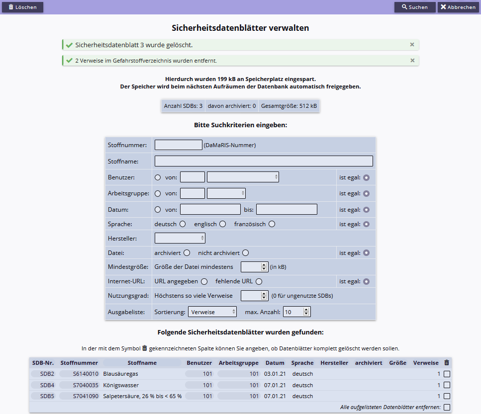 Verwalten der SDBs