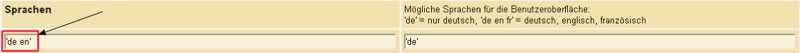 Terminologie und Meldungen: Sprachen deutsch englisch