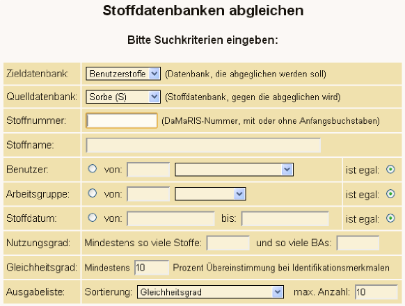 Modul Stoffe abgleichen