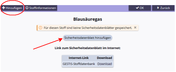 SBD Katasterliste hinzufügen