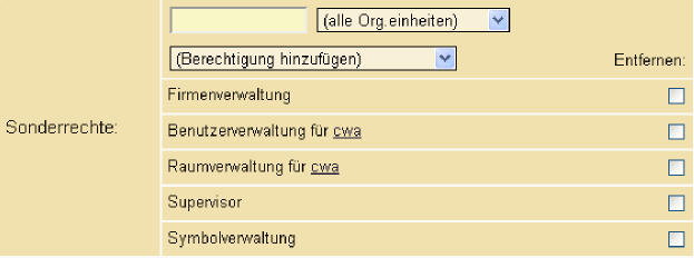 Benutzer Rechteliste