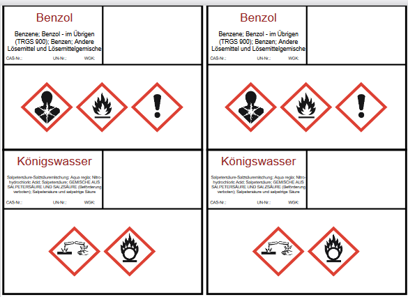 Verschiedene Etiketten PDF-Dokument