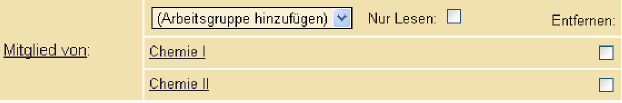 Zuordnung zu einer Arbeitsgruppe