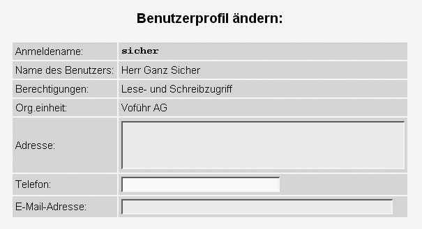 Benutzerprofil ändern
