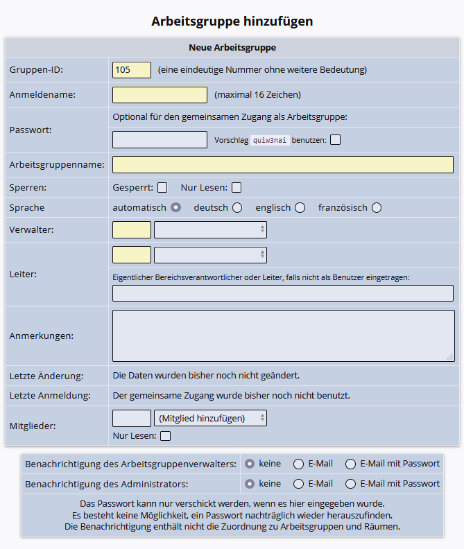Arbeitsgruppen hinzufügen