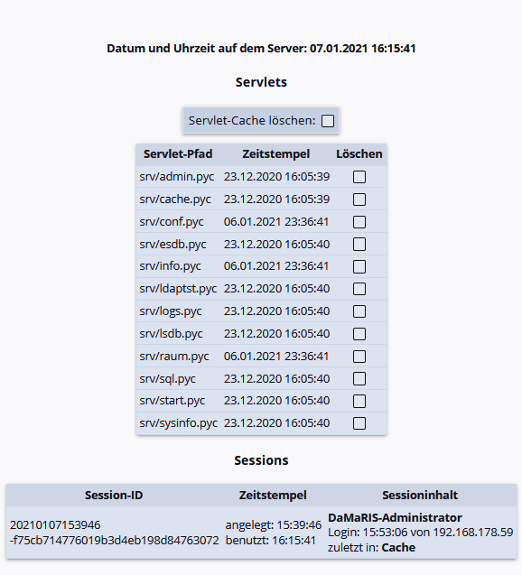 Serververwaltung Application-Cache